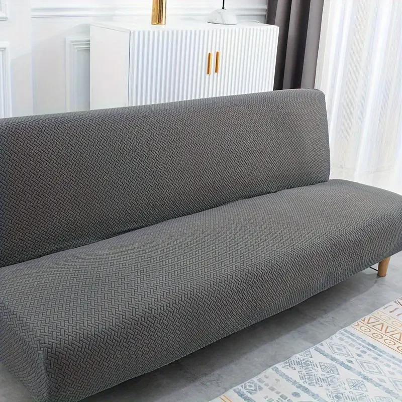 Žakárový potah na rozkládací pohovku bez područek Elastický skládací potah na sedák do obývacího pokoje 1/2/3místný Potahy na gauč Ochrana dlouhého křesla