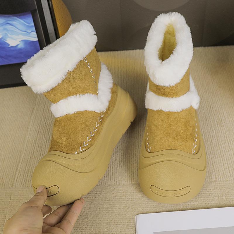 Thick-soled Snow Boots Hairy Boots Women's 2025 Autumn and Winter New Velvet Thermal Cotton Boots Versatile Non-slip Women's Boots