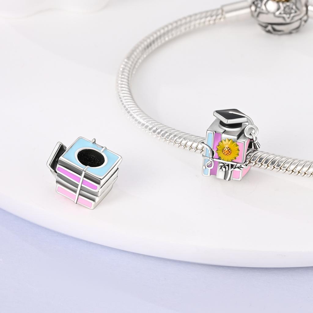 Copper Plated Campus Bike Book Guitar Charm Beads Fit Original Bangle Pendent Dangle Bracelet For Women Diy Making Jewelry