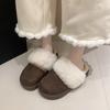 Fashion 2025 Fashion Striped Fluffy House Slippers for Women Winter Warm Plush Cotton Shoes Woman Comfort Non Slip Fur Platform Slippers