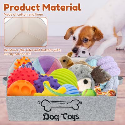 Pet Toy Box Dog Cat Toy Storage Basket Large Capacity Foldable Cotton Linen Containers Pet Toys Food Organizing Boxes