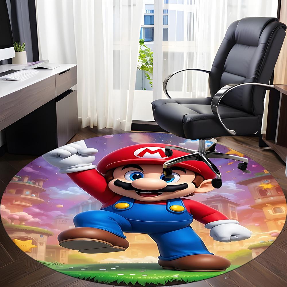 1pc Mario Adventure Office Round Area Rug, Under Office Chairs Bedroom Living Room Home Decor A1016254