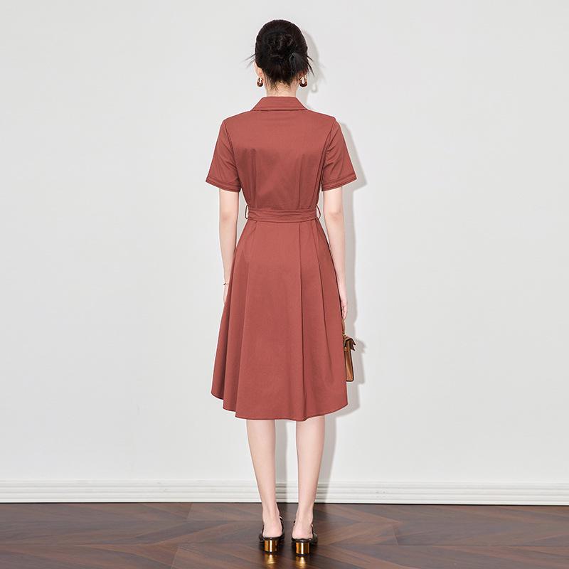 Nanyou High-Quality Elegant Lapel Shirt Dress for Women - High Waist Summer Style