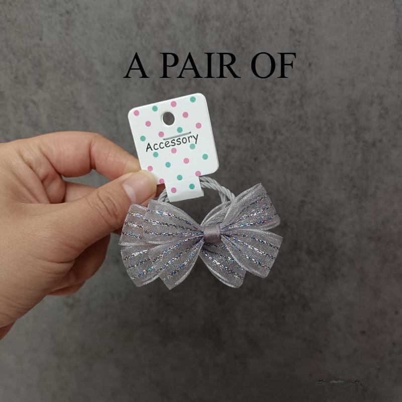 

1PAIR/3/5PAIRS.New Baby Kids Hair Ties Gray Striped Tulle Mini Bows Elastic Bands Cute Toddler Hair Accessories Sweet Must-Have