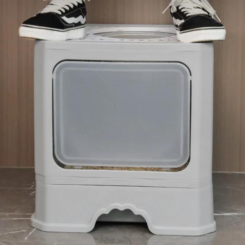 Lettiera per Gatti Completamente Chiusa Anti-Schizzi Tipo Cassetto Extra Large Staccabile Rimozione Odori Toilette per Gatti Domestica Sabbiera Uso Quotidiano
