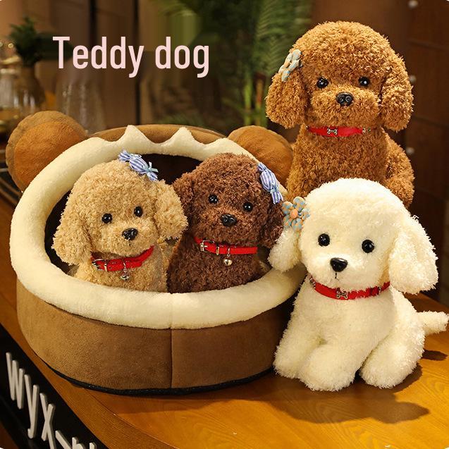 Cute Teddy Dog Sleeping Plush Toy - Children's Companion Doll