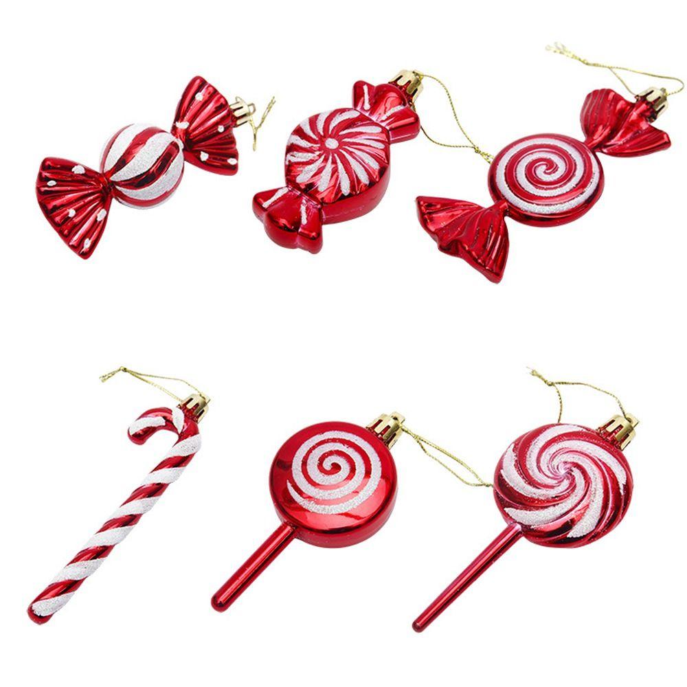 36PCS Electroplated Candy Cane Ornaments Shatterproof Lollipop Hanging Balls  Party Favors