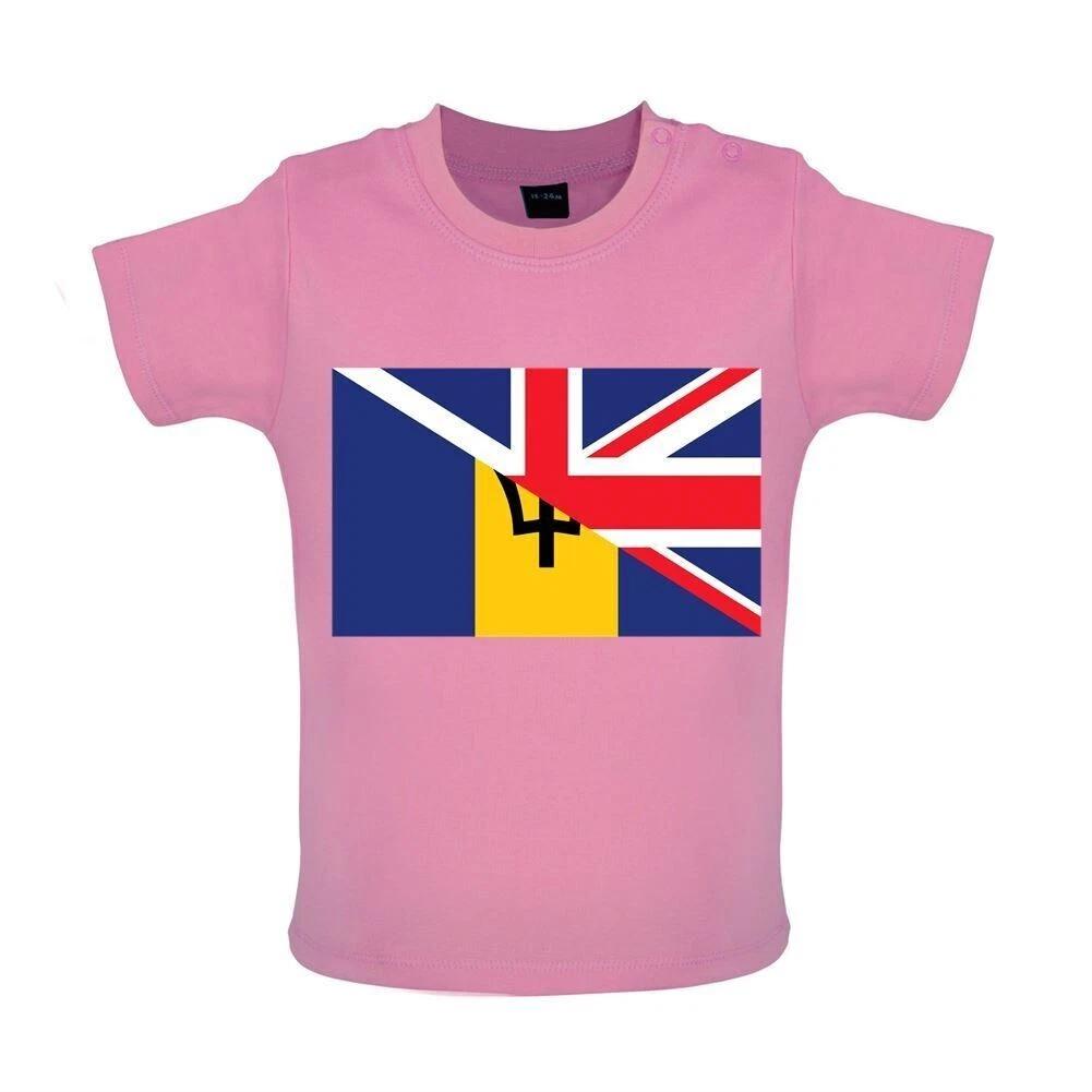 Half Flag Barbados Union Jack - Baby Kids Boys Girls Unisex T-Shirt / Babygrow - UK Flags Bridgetown 100
