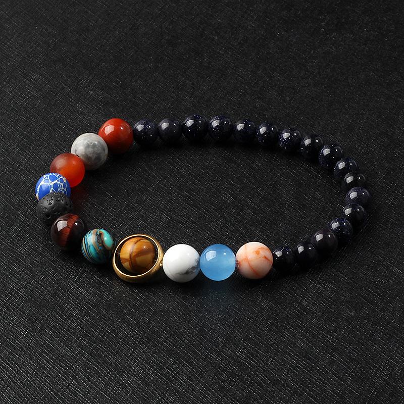 Universe Galaxy Eight Planets Bracelets Solar System Guardian Star Natural Stone Beads Bangles for Women Jewelry Drop Shipping