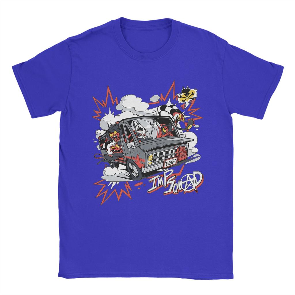 Men's T-Shirt I.M.P Squad Hazbins Hotels Vintage Pure Cotton Tees Short Sleeve  T Shirts Crew Neck Clothing Adult