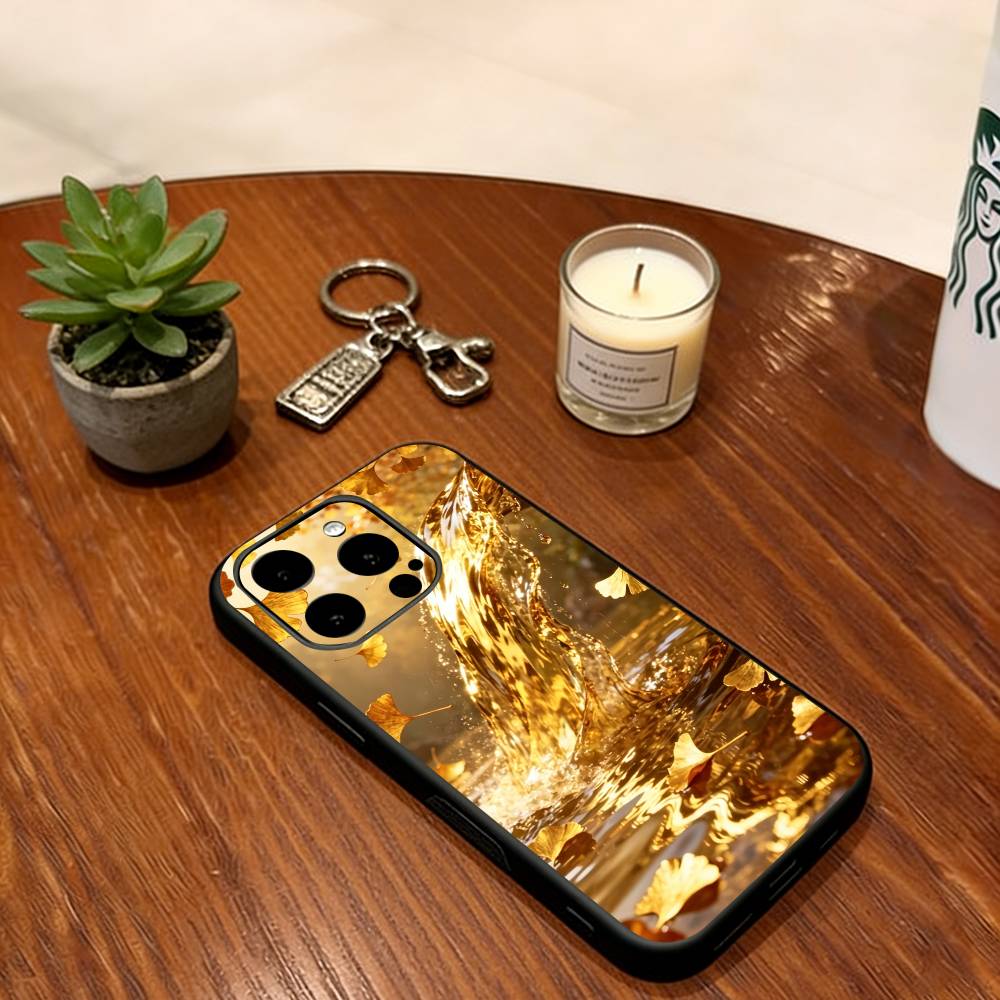 

Ginkgo Leaves Phone Case For iPhone 17, 16,15,14,13,12,11 Plus,Pro Max, Others Soft Silicone Black Cover iPhone16