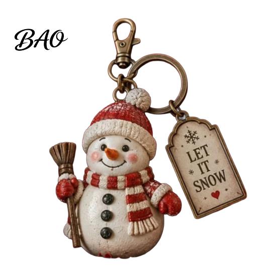 Holiday Keychain for Christmas with Gift Box, Cute Santa Claus Snowman Highland Cow Festive Accessories DIY Reindeer Bag Charm, Keyring Pendant, Gifts