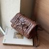 Fashionable and trendy women's  new high-end pleated diamond grid chain single shoulder crossbody small square bag