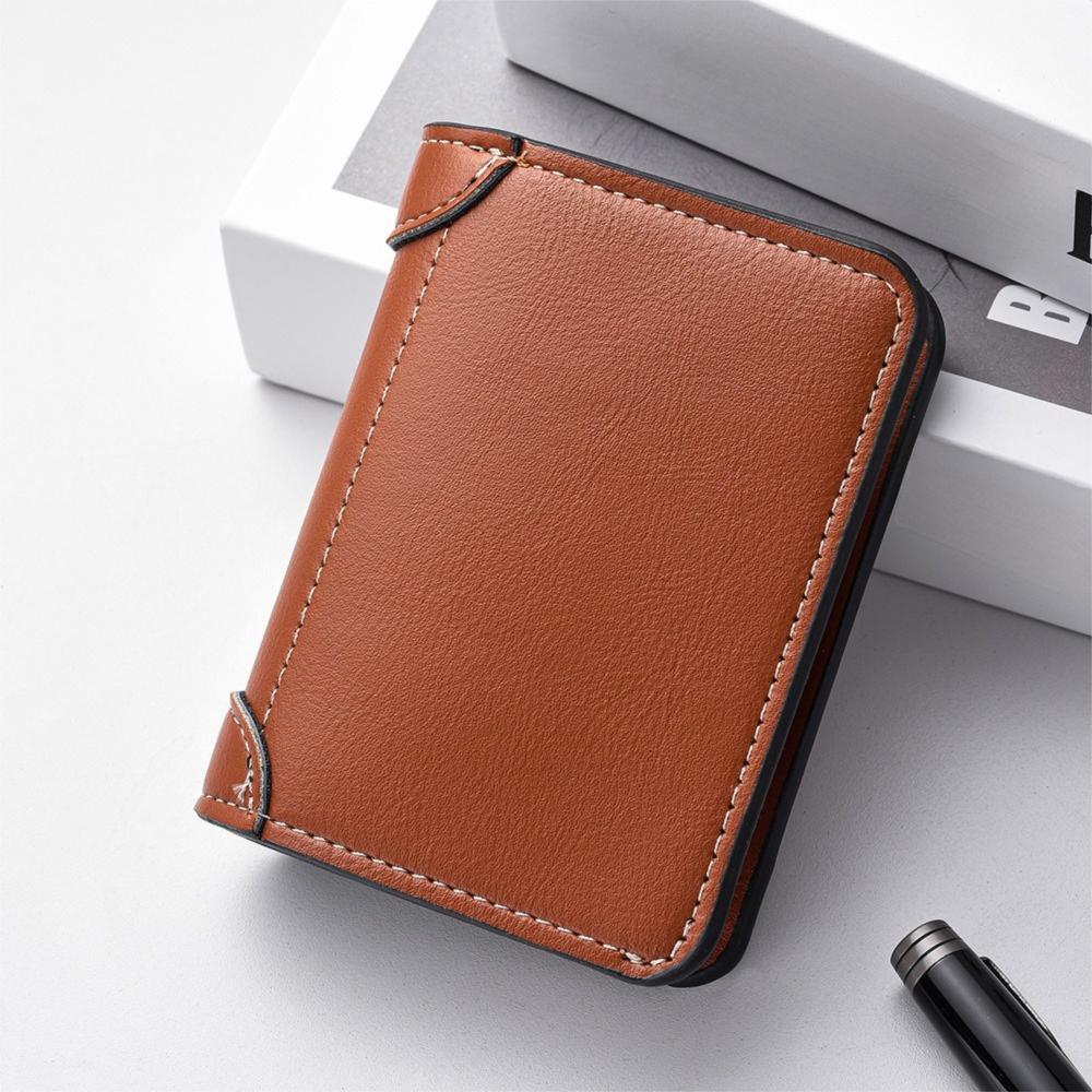 Slim Business Clutch Bag Thin PU Leather Card Holder Minimalist Men Short Wallet  Travel