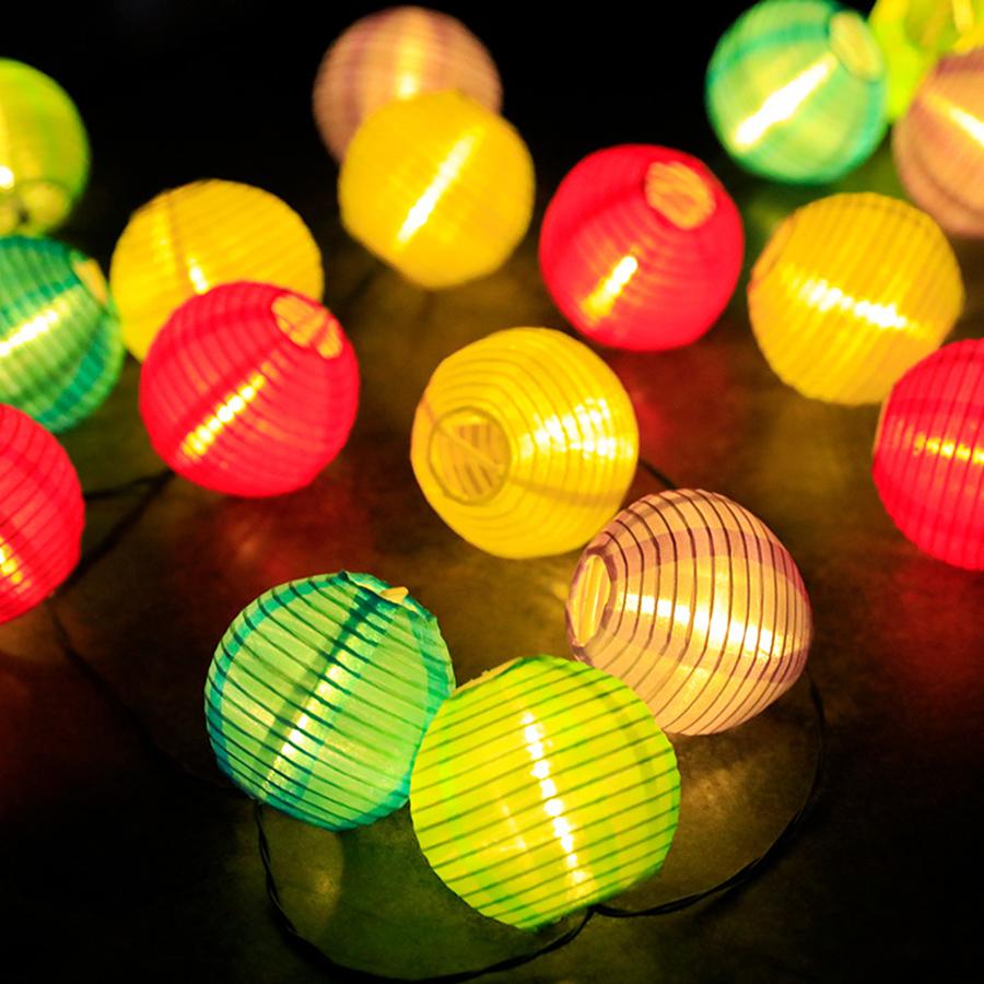 LED Nylon Lantern String Outdoor Garden Park Courtyard Terrace Solar Decorative Light