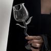 Creative Cocktail Glass Clear Rose Shape Wine Glass with Clear Leaves Glasses Shot Glass Cup Wedding Table Decoration Gift