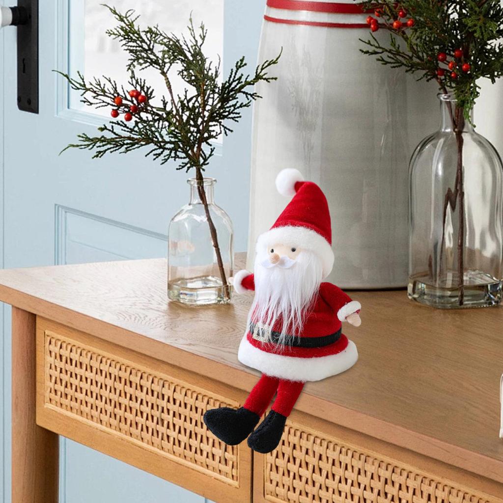Santa Claus Toy Soft Christmas Santa Claus Sitting Plush Holiday Plush Ornament Decoration for Car Shelf Home Living Room Indoor
