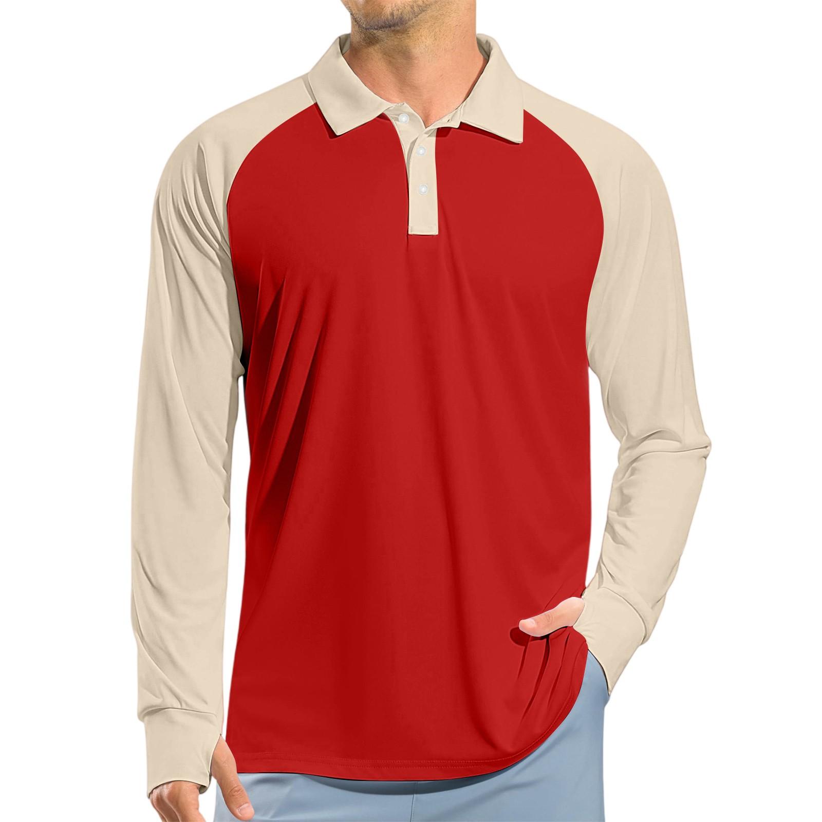 

Чоловіча футболка для гольфу з довгим рукавом реглан, UPF 50+, легка футболка L червоний