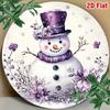 Vintage Purple Snowman Floral Round Metal Tin Sign Wall Art 8 Inch Christmas Home Decor Gift