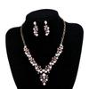 Rhinestone Clavicle Necklace & Earring Set for Brides - Korean Style, Simple & Versatile for Wedding or Evening Gown.