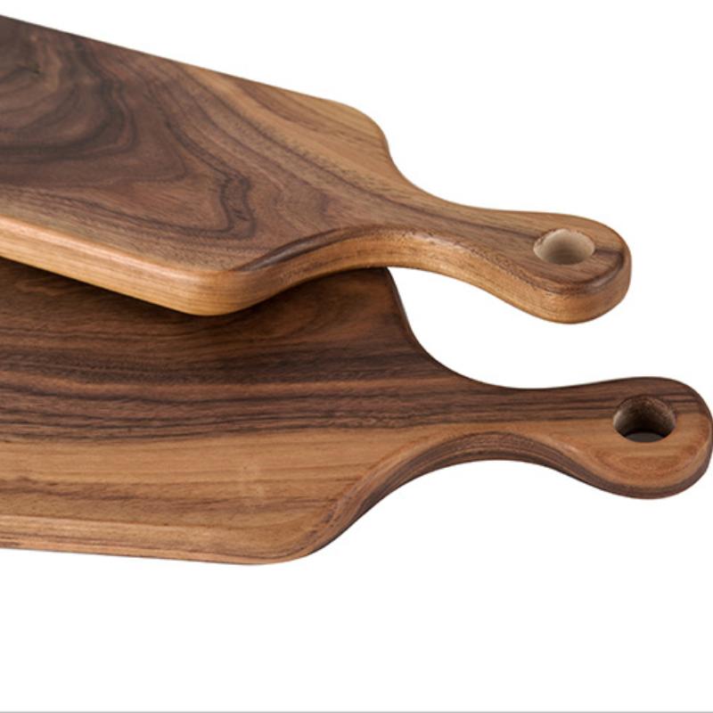 1pc Wood Small Cutting Board with Handle, Black Walnut Wooden Chopping Boards for Bread, Vegetables & Fruits, Dinner Cheese Board with Hole