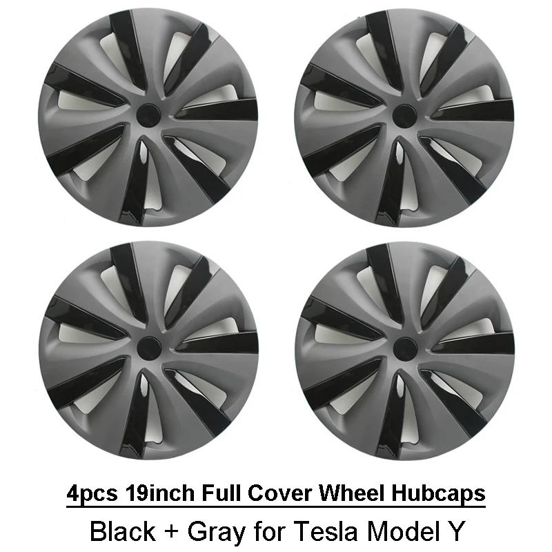 4pcs 19 Inch Wheel Hub Caps for Tesla Model Y Replacemen Wheel HubCap Kit Full Rim Cover ModelY 2023 2022 Body Decor Accessories