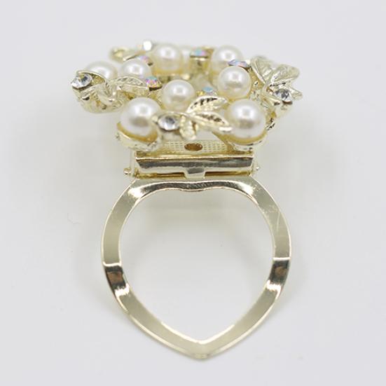 Elegant Faux Pearl Rhinestone Scarf Ring Silk Scarf Buckle Clip Fashion Jewelry