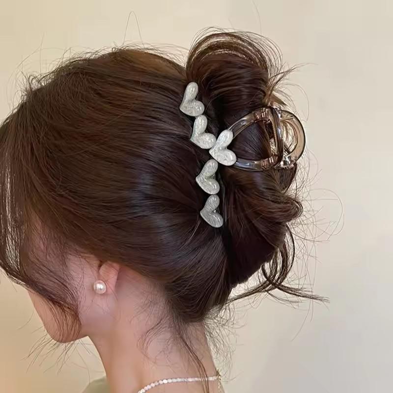 8cm Plastik Transparent Herzförmige Haarspangen Damen Einfache Krabbenhaarspangen Pferdeschwanz Haarnadeln Mode Haaraccessoires