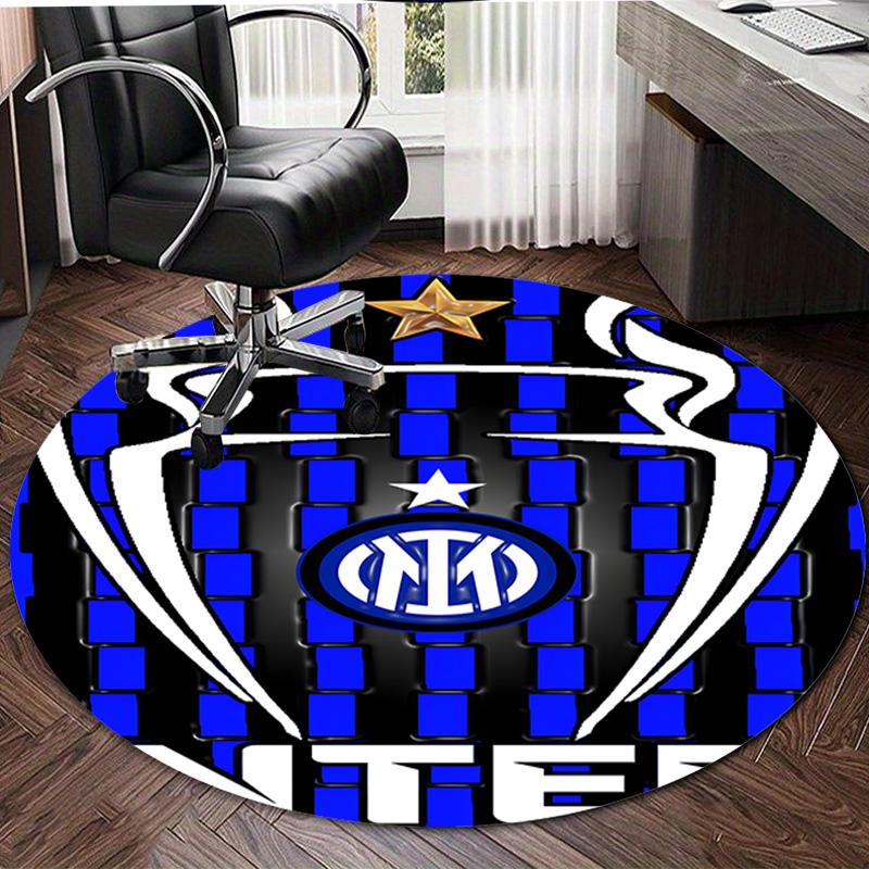 1pc I-Internazionale Milano Print Round Carpet Chair Round Carpet Suitable for Bedroom Living Room Home Decorative Carpet