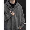 Men's 8XL Grey Retro Hooded Knitwear Winter Sweater
