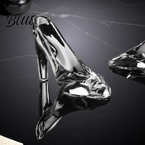 Shiny Transparent Figurine Crystal-Clear Glass Shoe Ornament High Heel Figurine
