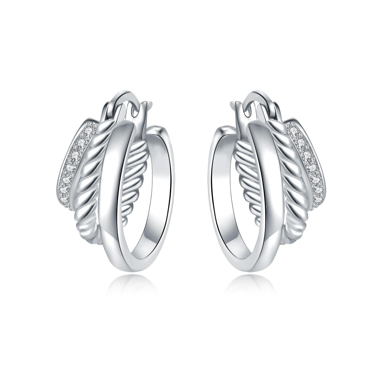Fashionable Multi Layer Twisted Stone Stud Earrings Classic Woven Hoop Earrings For Women Trendy Jewelry