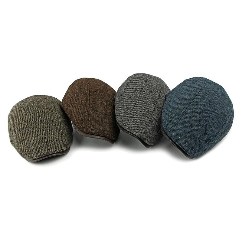 Contrast Color Wool Cotton Cap Autumn Winter Beret Retro Progressive Cap Thick Men's Peaked Cap