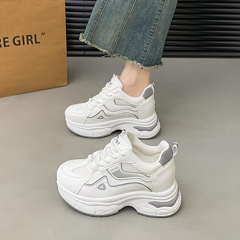 

Fashion CRLAYDK Hidden Wedge Sneakers for Women Casual Platform High Heeld Lace Up Walking Shoes Ladies Mesh Fashion Sports Tennis 40