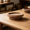 Candle Holder Tray, Round Wood Decorative Candle Plate, Rustic Tealight Pillar Candle Tray for Farmhouse, Kitchen, Coffee Table Decor
