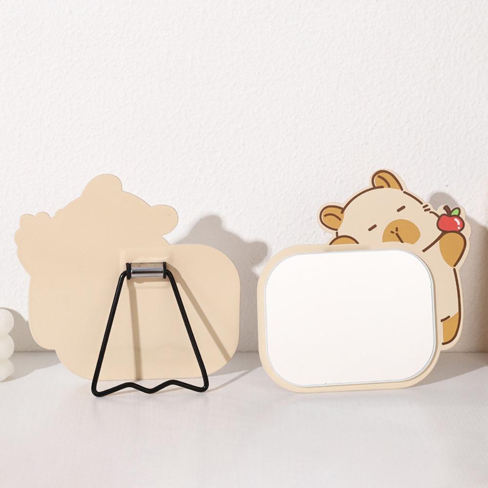 Cartoon Standing Makeup Mirror Adjustable Single-sided Mirror Creative Folding Makeup Mirror  Gift