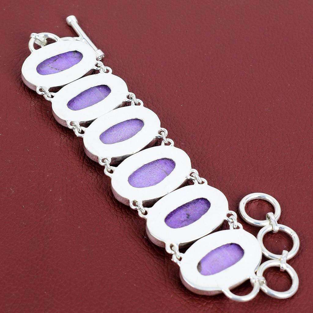 Purpurite Bracelet Gemstone Bracelet Antique Jewelry 925 Sterling Silver Bracelet Adjustable Chain Bracelet Handmade Jewelry Gifts for Wife