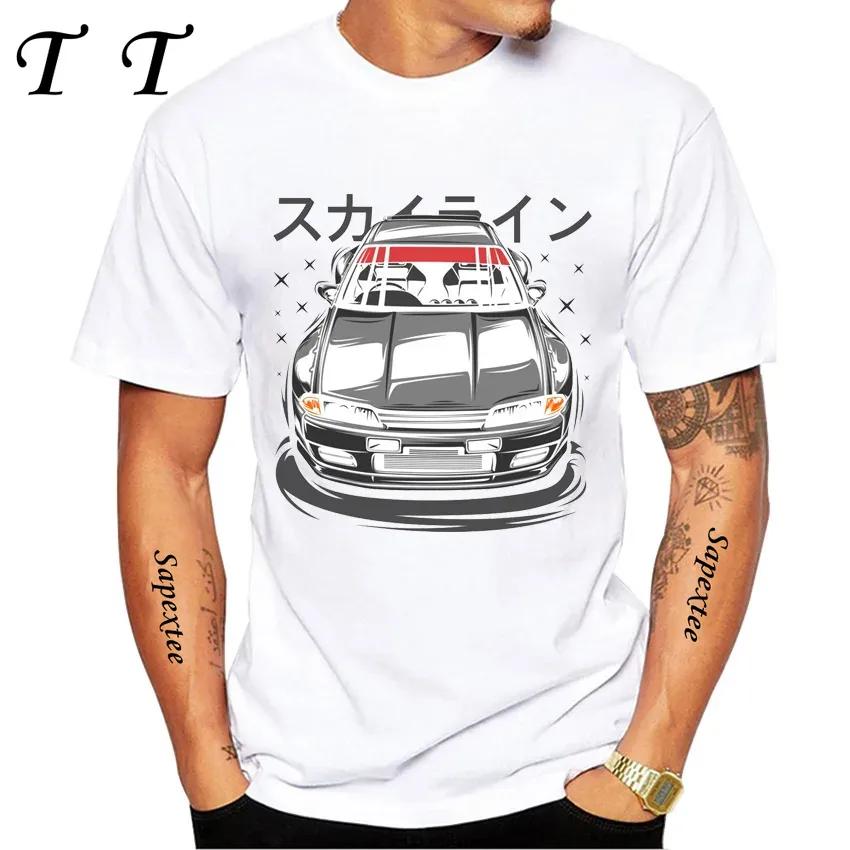 New Summer Men Short Sleeve JDM Legend NISSIA Skyline R34 R33 GTR Evolution Car Print TShirt Boy Casual Tops Fashion White Tees