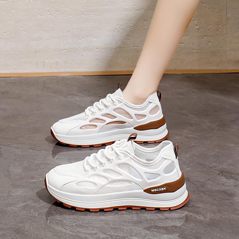 

Mesh Breathable Women Thick Sole Shoes Fashion Versatile Soft Sole Single Shoe Casual Lightweight Shock-absorbing Sneakers 40 шоколадний