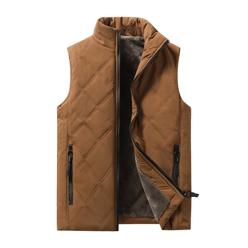 Gilet Uomo Stile Coreano Foderato in Pile Spesso Autunno Inverno Trapuntato a Rombo con Zip Senza Maniche Gilet Casual Caldo Gilet da Vita