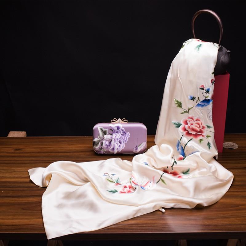 Su Embroidery Silk Scarf Long Double-sided Pure Shawl Gift Wedding Party