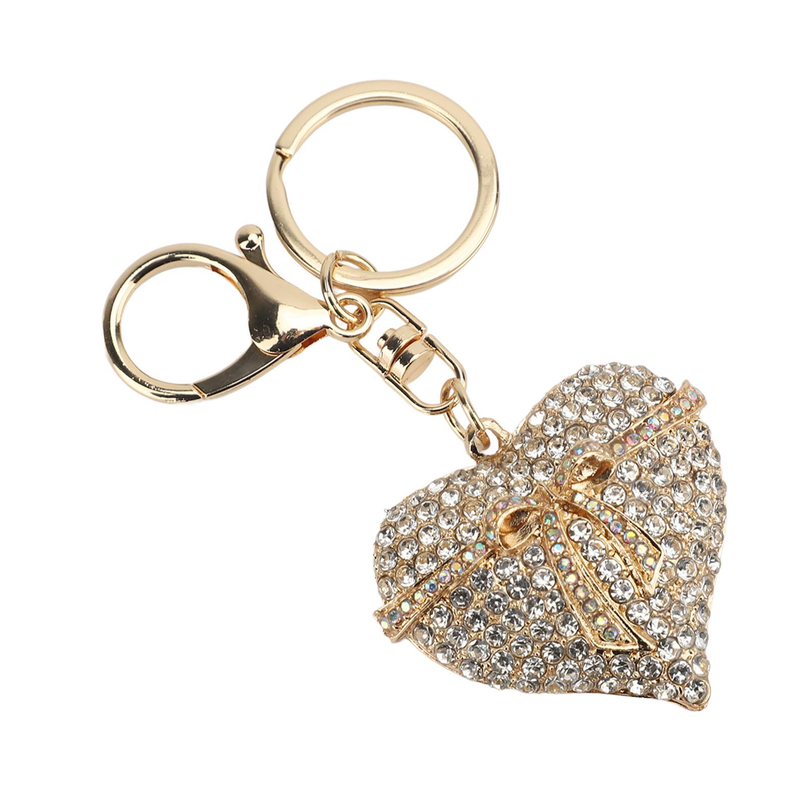 

Rhinestone Heart Shaped Key Chain Zinc Alloy Cute Purse Decoration Keychain for Handbag