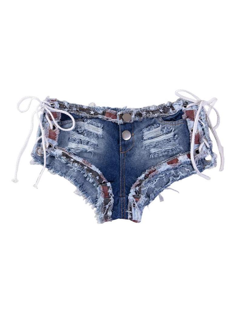 Autumn Low Waist Sexy Women's Ripped Denim Shorts