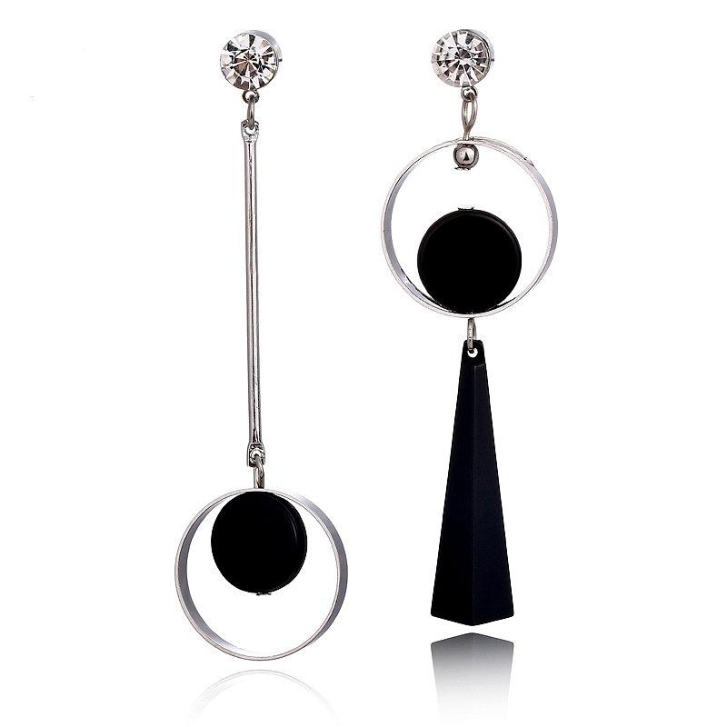 Asymmetric Women's Black Hanging Earrings Hollow Crystal Drop Earrings Rock Geometric Statement Dangle Earrings Aretes