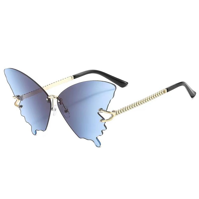 

Солнцезащитные очки-бабочки без оправы для женщин, градиентные солнцезащитные очки в металлической оправе, модные большие женские очки