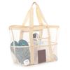 Netz-Strandtasche mit Reißverschluss, großes Fassungsvermögen, Strandtasche, faltbares Design, wasserdicht, sanddicht, Pooltasche mit Fächern
