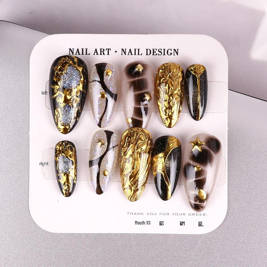 Handmade High-End Short Press-On Nails - Simple & Removable Art Collection