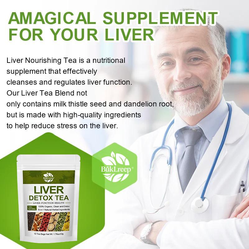 Liver Detox Tea, Chinese Kidney & Liver Detox Herbal Tea Support Kidney Healthy Function with 6 Precious Ingredients Formula