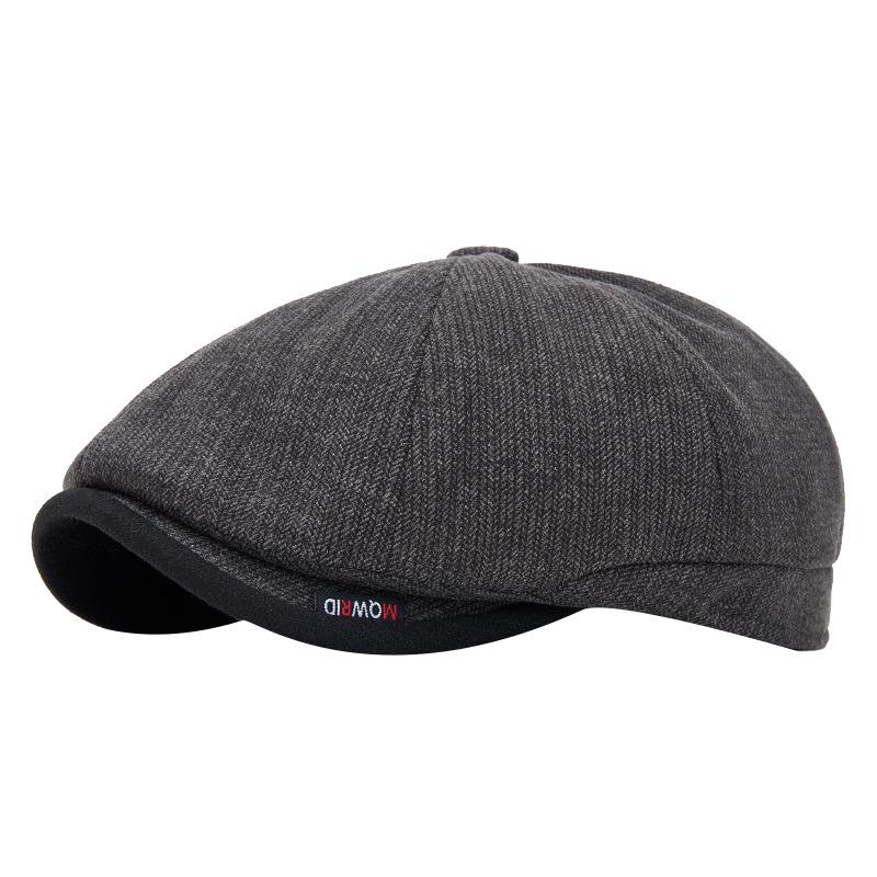 Autumn/Winter Wool Newsboy Cap: Unisex Warm Beret, British Retro Flat Cap, Men's Octagonal Duckbill Cap