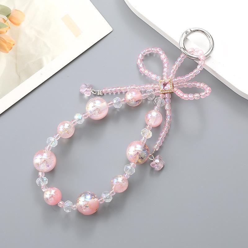 Sweet Lace Bow Beaded Keychain Y2K Phone Charm Pendant Bag Hanging Pendant Fashion Bags Keychain Accessories Cute Gift For Women
